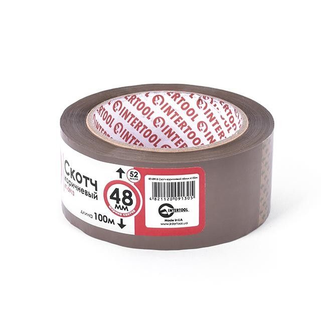 Скотч коричневый 100 м, 48 мм, 44 мкм INTERTOOL KT-0913