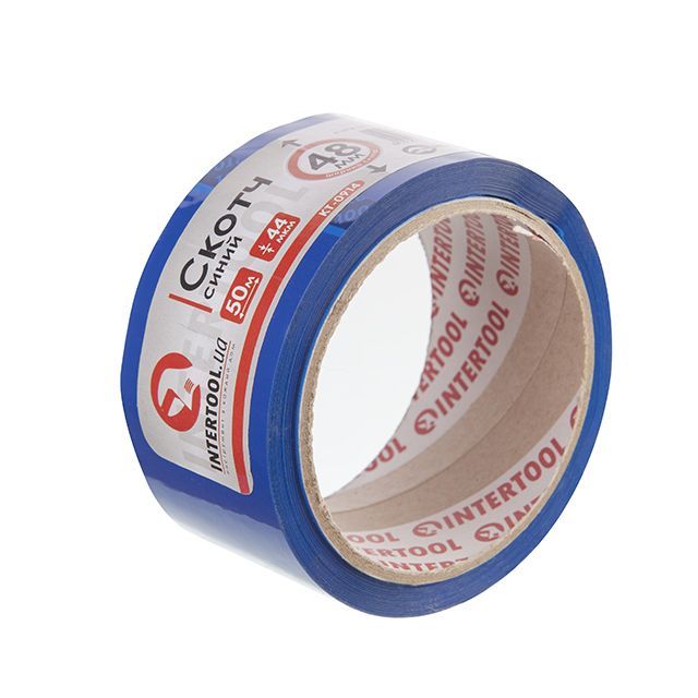 Скотч синий 50 м, 48 мм, 44 мкм INTERTOOL KT-0914