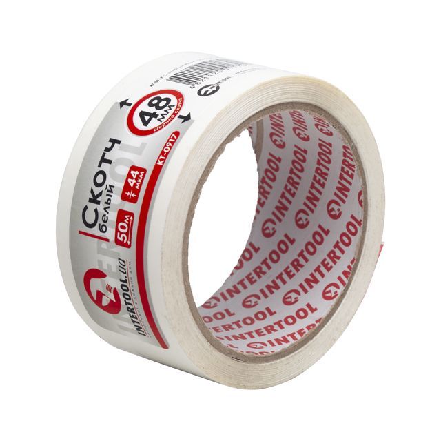 Скотч белый 50 м, 48 мм, 44 мкм INTERTOOL KT-0917