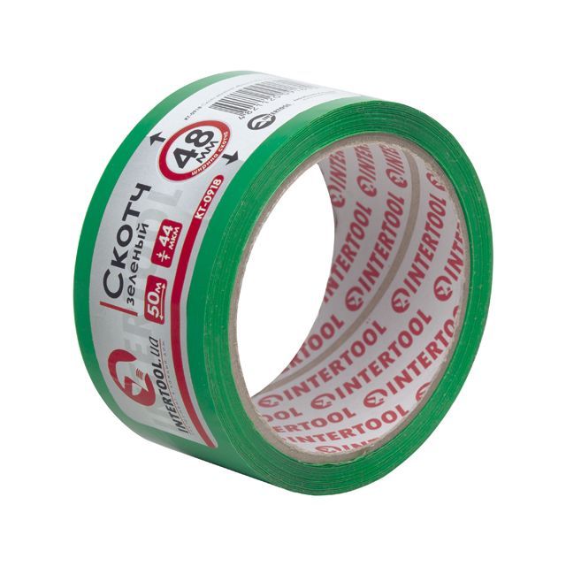 Скотч зеленый 50 м, 48 мм, 44 мкм INTERTOOL KT-0918