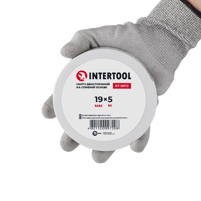 Скотч двухсторонний на вспененной основе 5 м, 19 мм INTERTOOL KT-0972