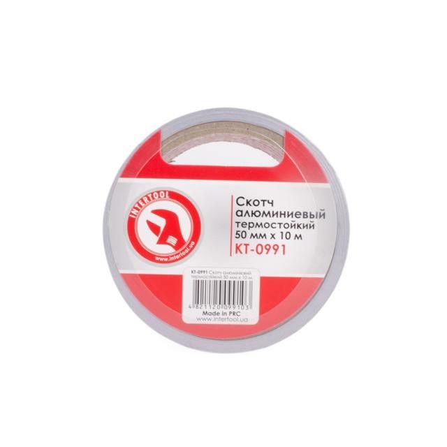 Скотч алюминиевый термостойкий 10 м, 50 мм INTERTOOL KT-0991