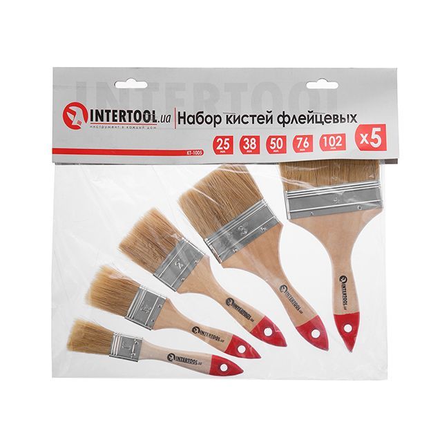 Набор кистей флейцевых 25, 38, 50, 76, 102 мм, 5 ед. INTERTOOL KT-1005