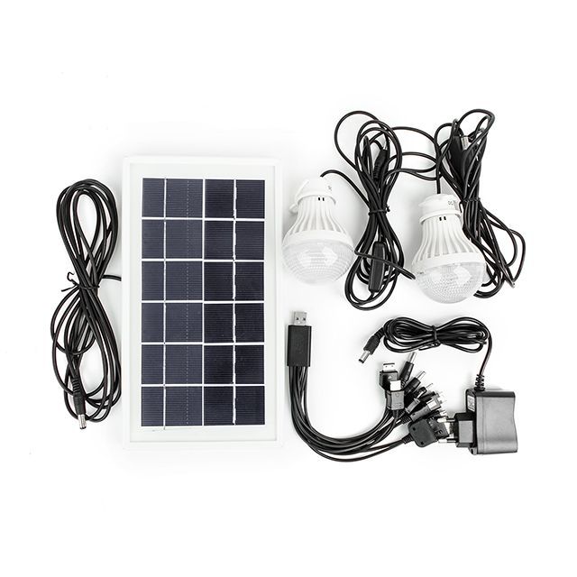 Фонарь аккумуляторный 1 LED 5 W + 22 SMD, выносная солнечная панель, выносные 2 led лампы, кабель для зарядки телефона-планшета INTERTOOL LB-0105