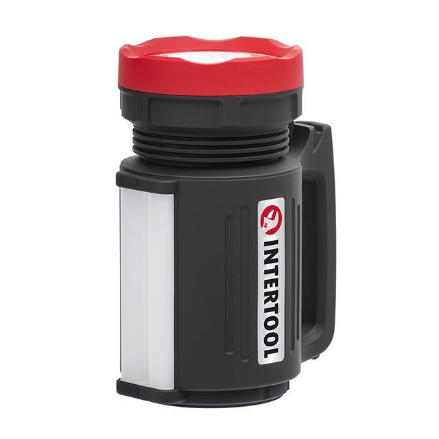 Фонарь аккумуляторный 1 LED 5 W + 22 SMD, выносная солнечная панель, выносные 2 led лампы, кабель для зарядки телефона-планшета INTERTOOL LB-0105