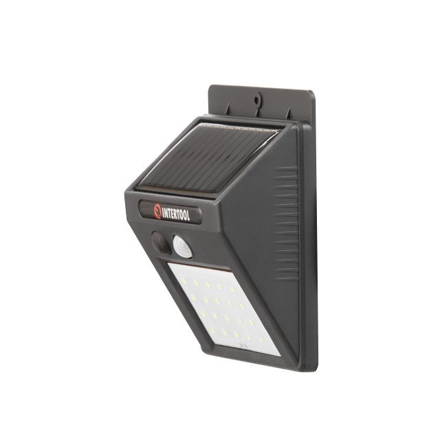 Светильник аккумуляторный настенный 20 SMD LED, уличный, солнечная панель, датчик движения INTERTOOL LB-0112
