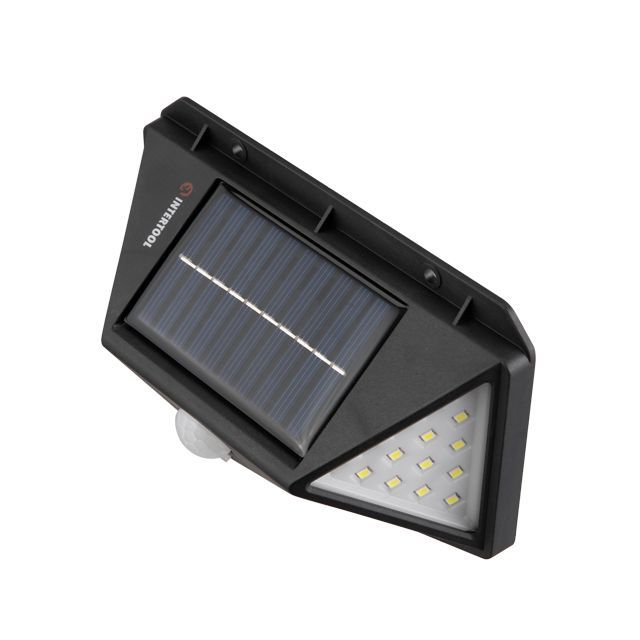 Светильник аккумуляторный настенный 100SMD, уличный, солнечная панель, датчик движения INTERTOOL LB-0113