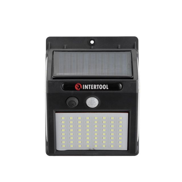 Светильник аккумуляторный настенный 144SMD, уличный, солнечная панель, датчик движения INTERTOOL LB-0114