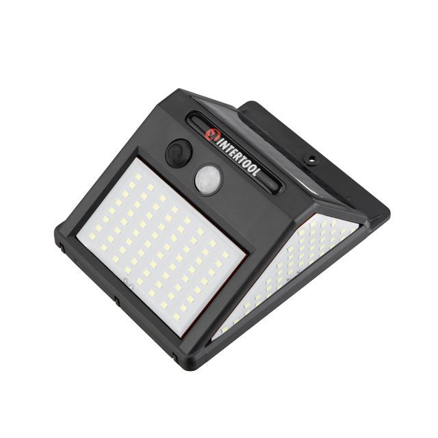 Светильник аккумуляторный настенный 144SMD, уличный, солнечная панель, датчик движения INTERTOOL LB-0114