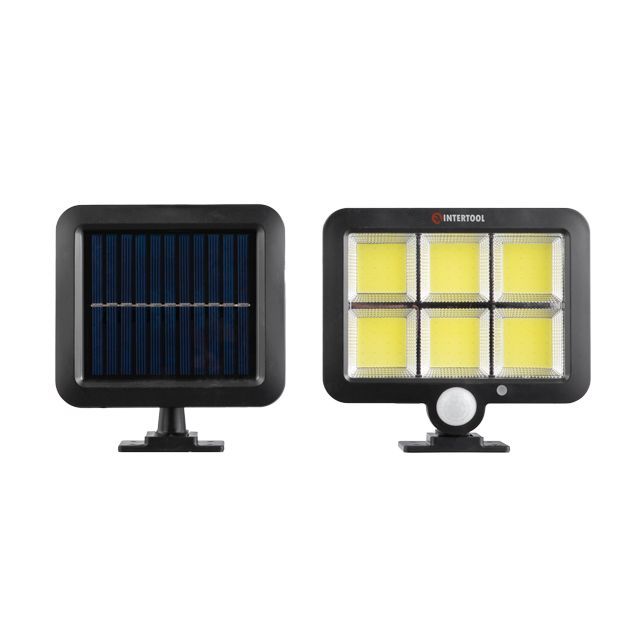 Светильник аккумуляторный настенный 6COB, выносная солнечная панель, датчик движения INTERTOOL LB-0116