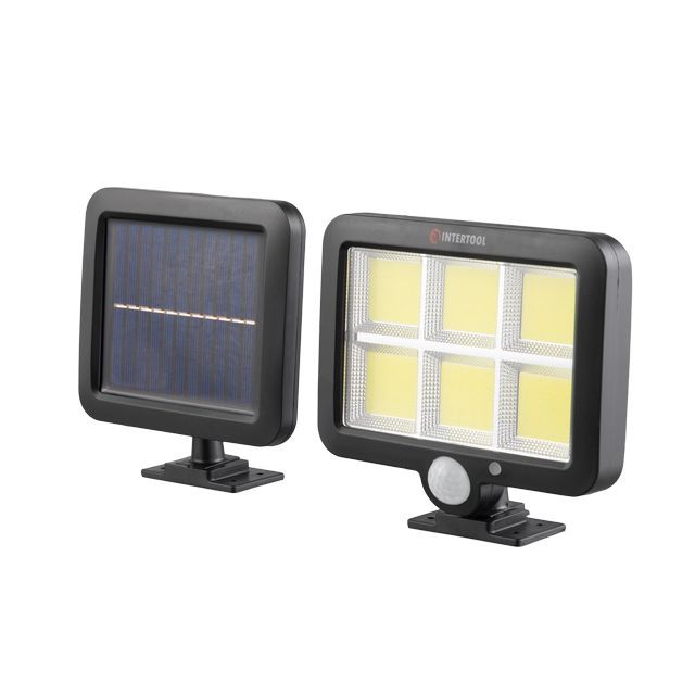 Светильник аккумуляторный настенный 6COB, выносная солнечная панель, датчик движения INTERTOOL LB-0116