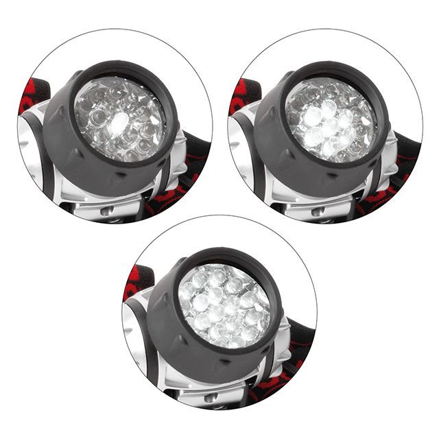 Фонарь налобный светодиодный, четыре режима работы, 19 LED, батарейки 3 ААА INTERTOOL LB-0301