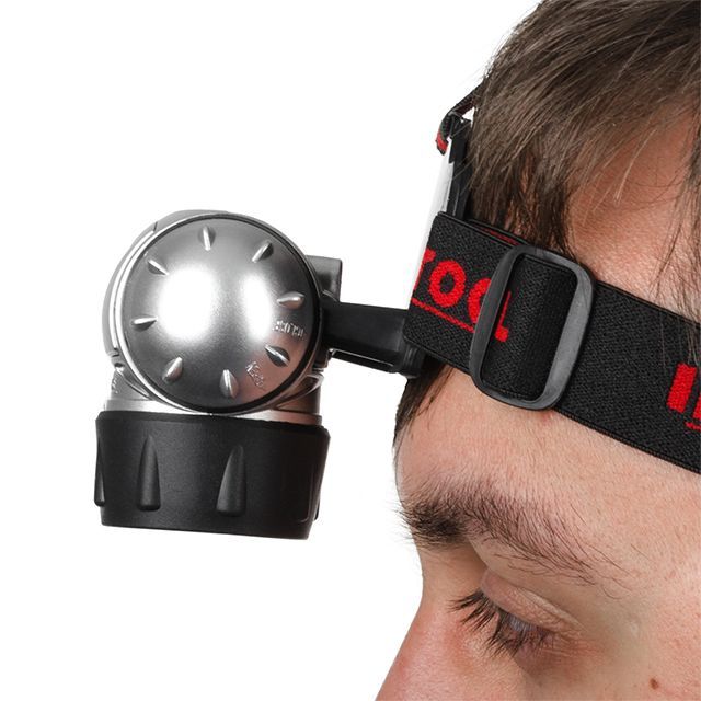 Фонарь налобный светодиодный, четыре режима работы, 19 LED, батарейки 3 ААА INTERTOOL LB-0301