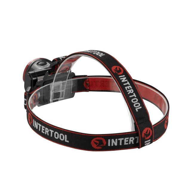 Фонарь налобный светодиодный, пылевлагозащищенный корпус, батарейки 3 ААА INTERTOOL LB-0304