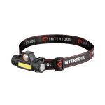 Фонарь налобный аккумуляторный XPE + COB, магнит INTERTOOL LB-0309