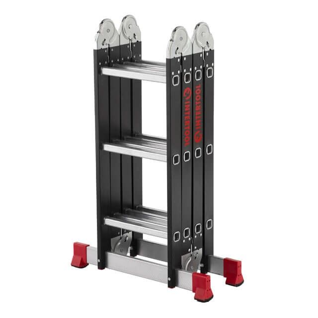 Лестница мультифункциональная трансформер 4х3 ступени, стальной профиль, 3380мм, 150 кг INTERTOOL LT-0023