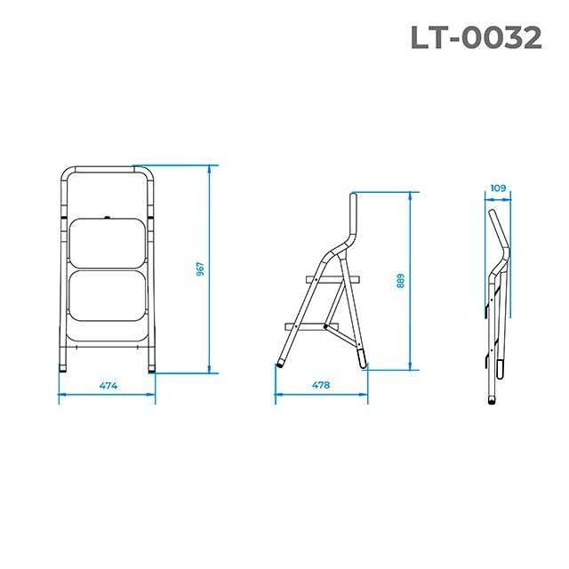 Стремянка, 2 ступени, высота 0,8 м INTERTOOL LT-0032