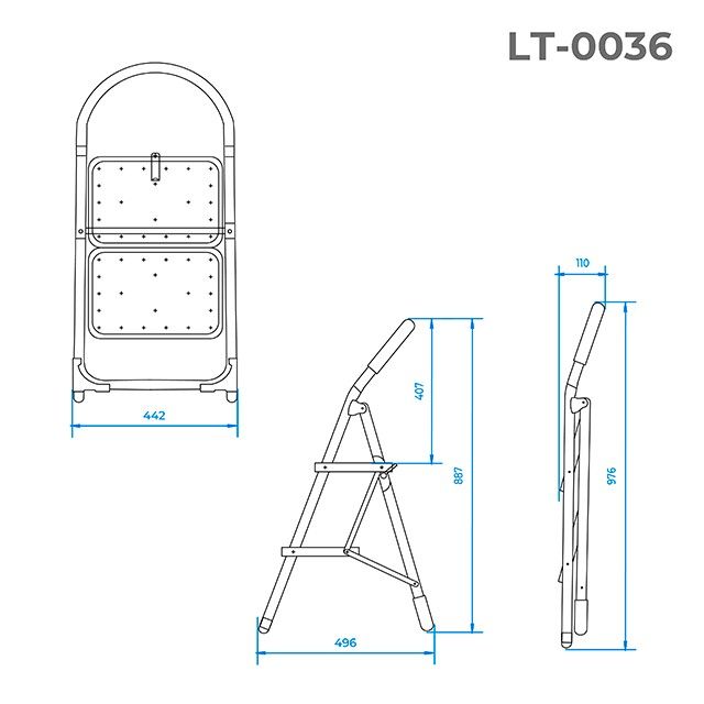 Стрем’янка 2 сходинки, висота - 887 мм INTERTOOL LT-0036