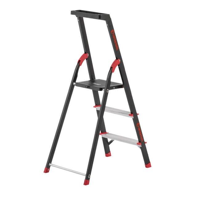 Стремянка 3 ступени, лоток для инвентаря, стальной профиль, высота верхней ступени 630мм, 409х667х1132мм, 150кг INTERTOOL LT-0053
