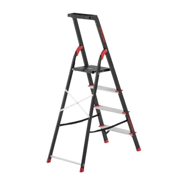 Стремянка 4 ступени, лоток для инвентаря, стальной профиль, высота верхней ступени 850мм, 433х821х1350мм, 150кг INTERTOOL LT-0054