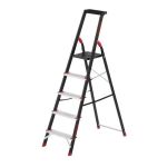 Стремянка 5 ступеней, лоток для инвентаря, стальной профиль, высота верхней ступени 1065мм, 457х890х1570мм, 150кг INTERTOOL LT-0055