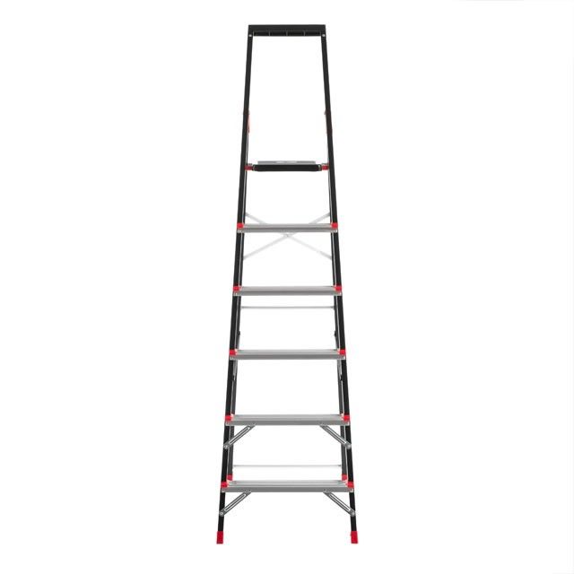Стремянка 6 ступеней, лоток для инвентаря, стальной профиль, высота верхней ступени 1280 мм, 481*1138*1787 мм, 150 кг INTERTOOL LT-0056