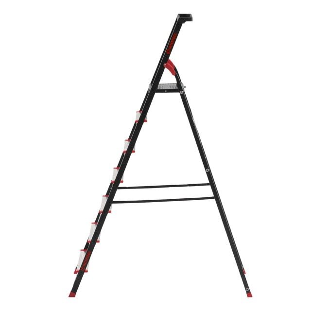 Стремянка 7 ступеней, лоток для инвентаря, стальной профиль, высота верхней ступени 1500 мм, 504*1283*2003мм, 150кг INTERTOOL LT-0057