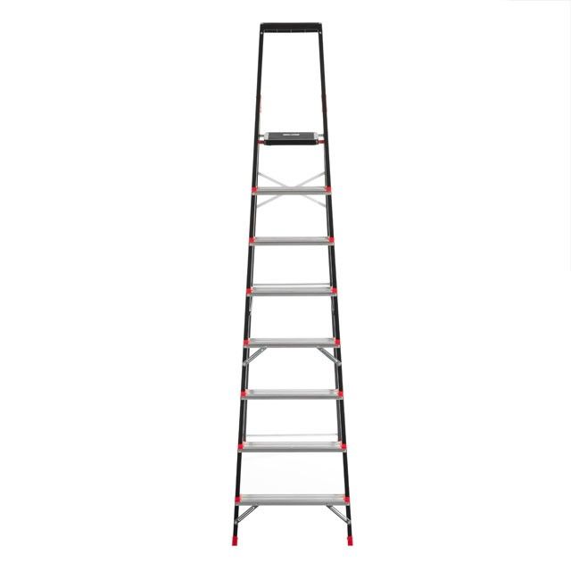 Стремянка 8 ступеней, лоток для инвентаря, стальной профиль, высота верхней ступени 1720 мм, 527х1437х2221мм, 150кг INTERTOOL LT-0058