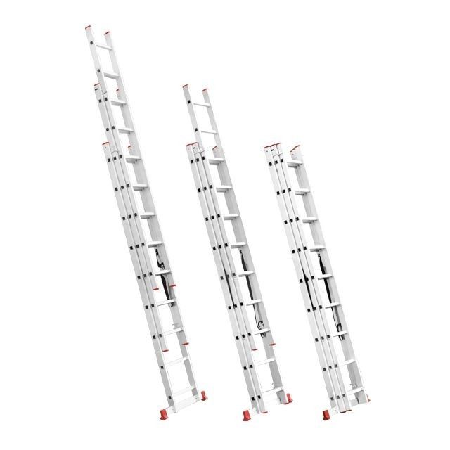 Лестница алюминиевая, 3-х секционная универсальная раскладная, 3*8 ступ., 5.09 м INTERTOOL LT-0308