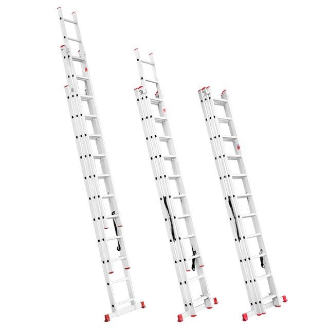 Лестница алюминиевая, 3-х секционная, универсальная, раскладная, 3*11 ступ., 7.33 м INTERTOOL LT-0311