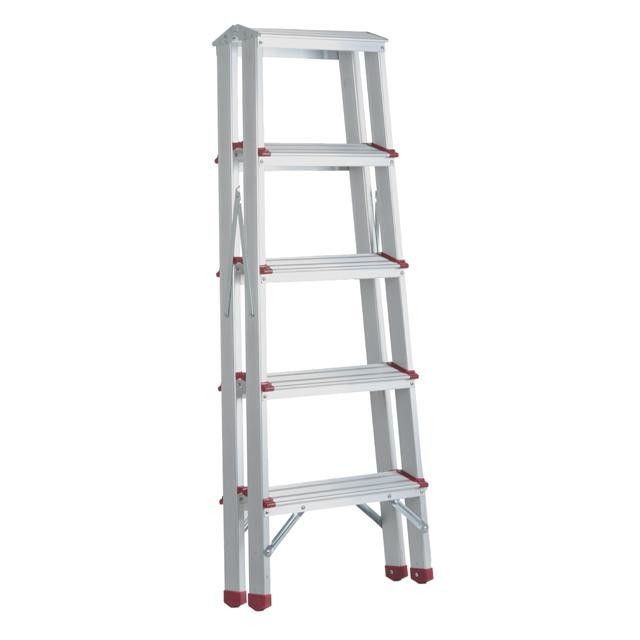 Стремянка алюминиевая двусторонняя 5 ступени, высота 1094 мм INTERTOOL LT-1105