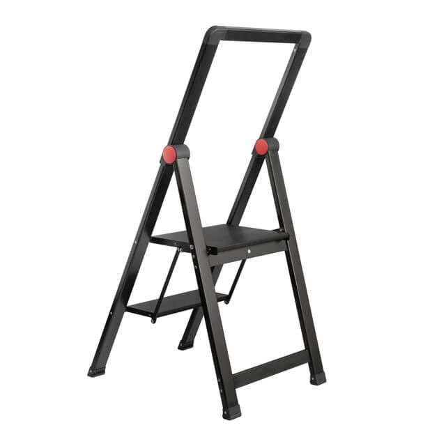 Стремянка алюминиевая "Black Slim", 2 ступени, высота верхней ступени 456 мм, 150 кг STORM INTERTOOL LT-5002