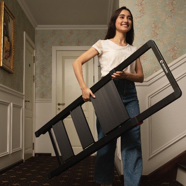 Стремянка алюминиевая "Black Slim", 2 ступени, высота верхней ступени 456 мм, 150 кг STORM INTERTOOL LT-5002