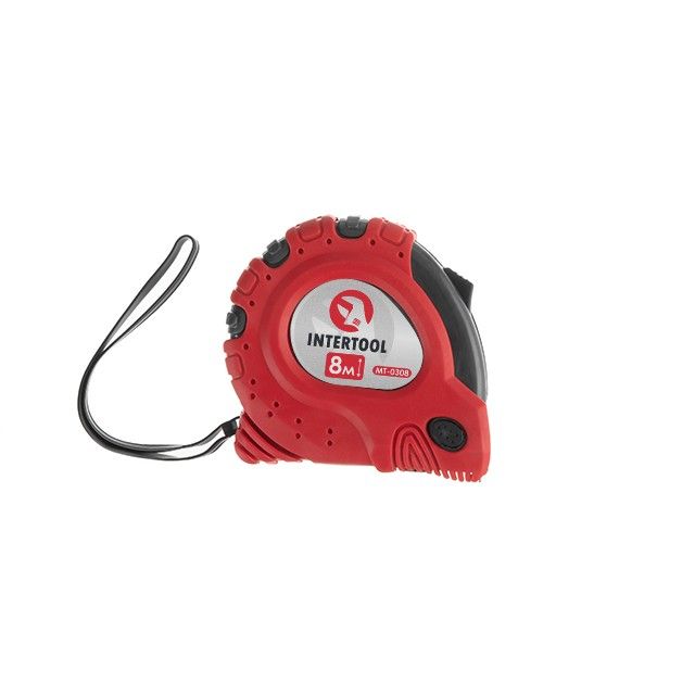 Рулетка с фиксатором 8м "Супер Магнит", blister INTERTOOL MT-0308