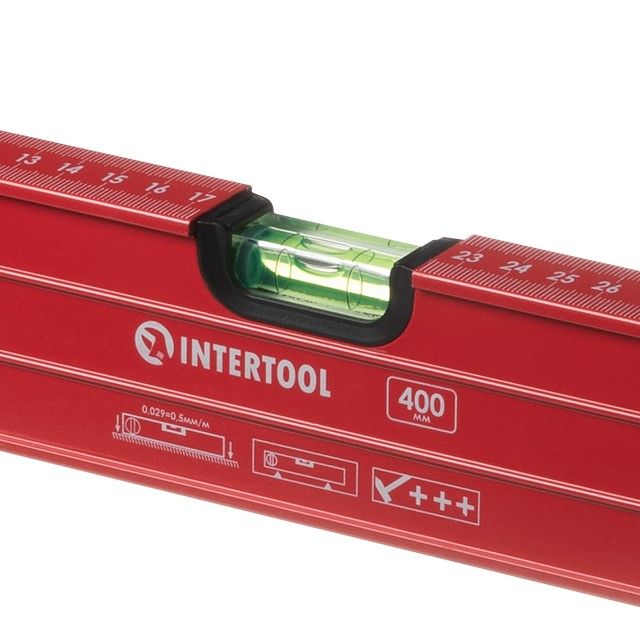 Уровень с поворотной капсулой 400 мм, 3 глазка INTERTOOL MT-1264