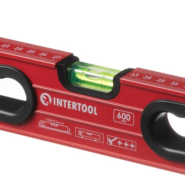 Уровень с поворотной капсулой 600 мм, 3 глазка INTERTOOL MT-1266