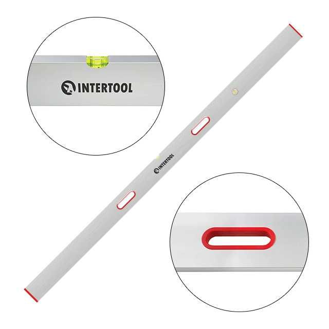Правило-уровень 2 м с ручками, вертикальная и горизонтальная капсулы INTERTOOL MT-2120