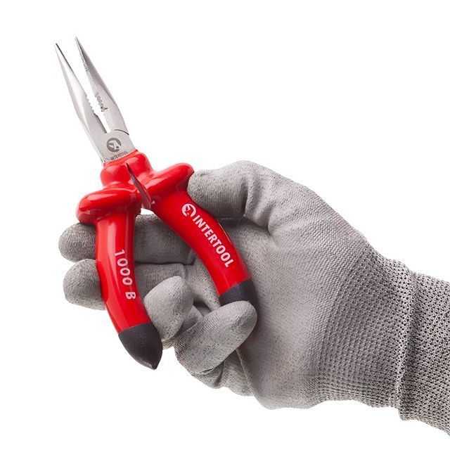 Длинногубцы прямые 160 мм, диэлектрические, Cr-V INTERTOOL NT-0326