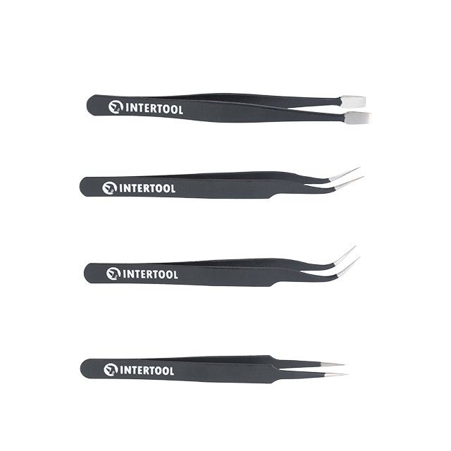 Набор пинцетов антистатических 4 ед. INTERTOOL NT-6001
