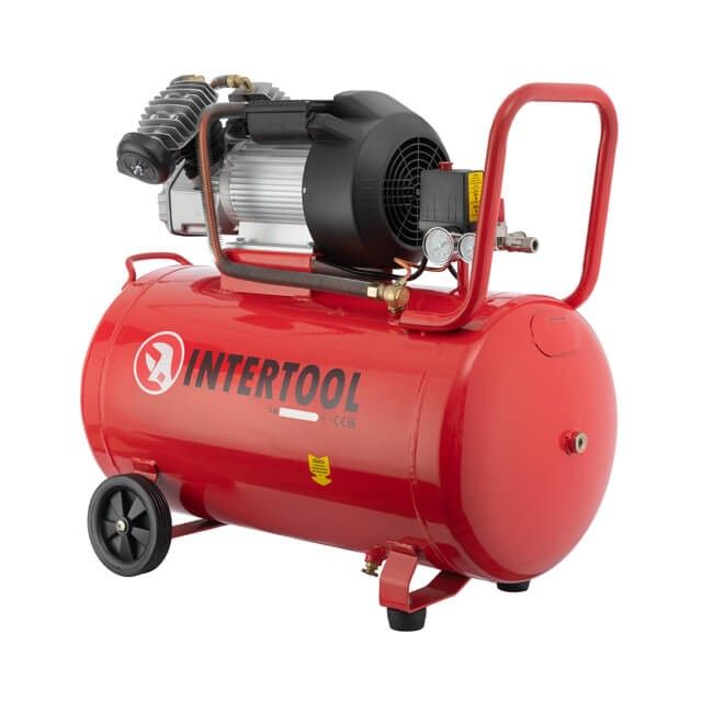 Компрессор 100 л, 3 кВт, 220 В, 10 атм, 420 л/хв., 2 циліндри INTERTOOL PT-0008