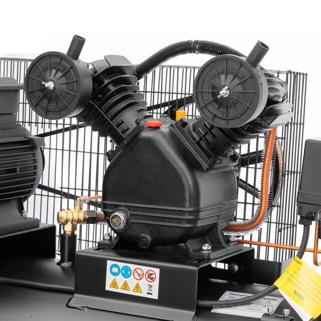 Компрессор 100 л, 3 кВт, 380 В, 10 атм, 500 л/мин, 2 цилиндра INTERTOOL PT-0013