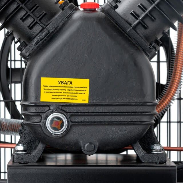 Компрессор 100 л, 3 кВт, 220 В, 10 атм, 500 л/хв., 2 циліндри, STORM INTERTOOL PT-0014