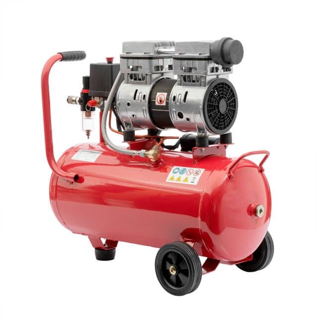 Компрессор 24 л, 0.75 кВт, 220 В, 8 атм, 145 л/мин, 1400 об/мин, малошумный, безмасляный, 2 цилиндра INTERTOOL PT-0022