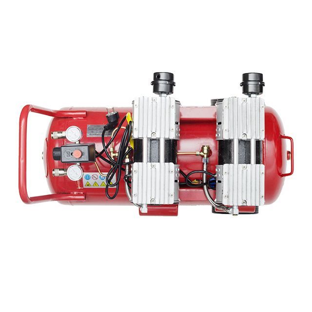 Компрессор 50л, 2х0.75 кВт, 220В, 8атм, 290л/мин, 1400 об/мин, малошумный, безмасляный, 4 цилиндра INTERTOOL PT-0023