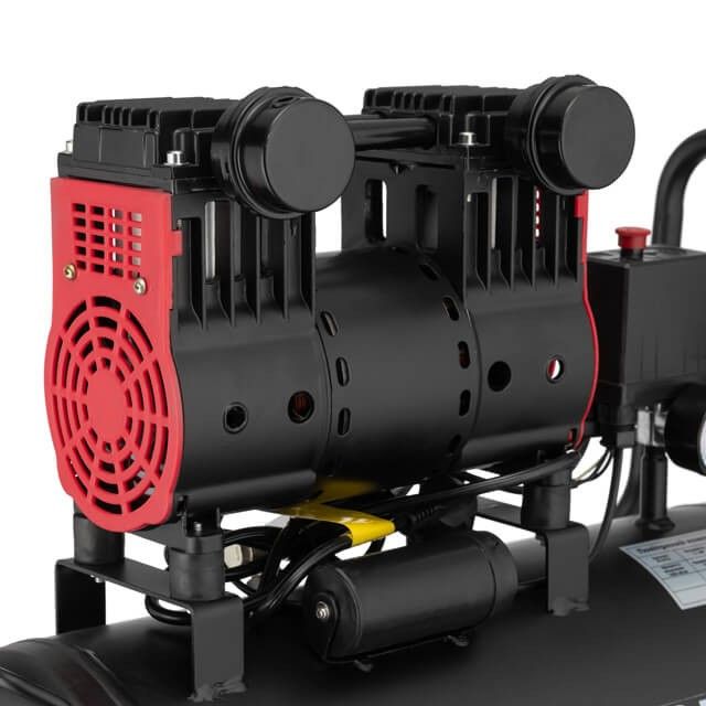 Компрессор 24 л, 1.1кВт, 220В, 8атм, 160 л/мин, 1400 об/мин, малошумный, безмасляный, 2 цилиндра INTERTOOL PT-0026