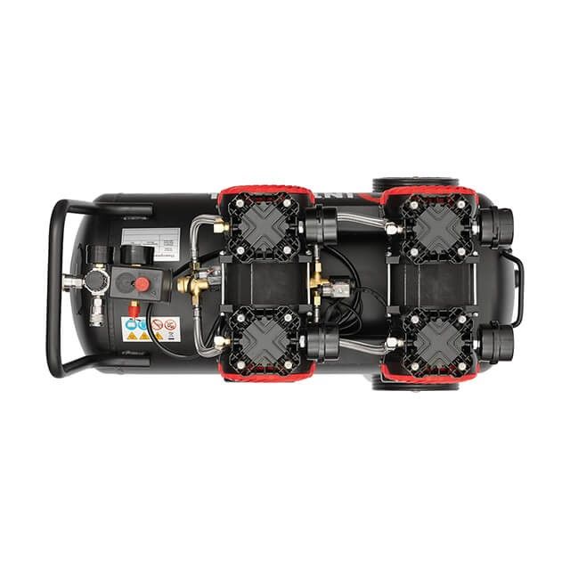 Компрессор 50 л, 2x1.1кВт, 220В, 8атм, 400 л/мин, 2800 об/мин, безмасляный, 4 цилиндра INTERTOOL PT-0030