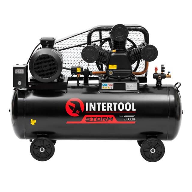 Компрессор 200 л, 7,5 кВт, 380 В, 10 атм, 1050 л/мин. 3 цилиндра INTERTOOL PT-0040