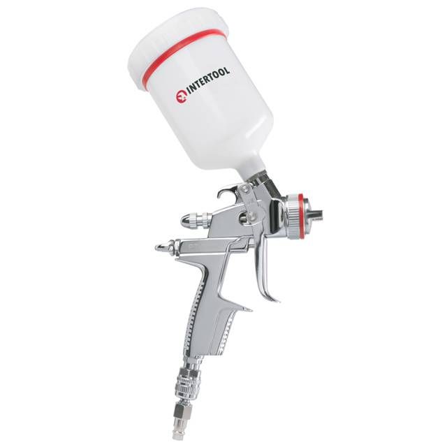 Краскопульт пневматический HVLP II профессиональный, форсунка 1,4 мм, верхний пластиковый бачок 600 мл,  2 бар INTERTOOL PT-0100