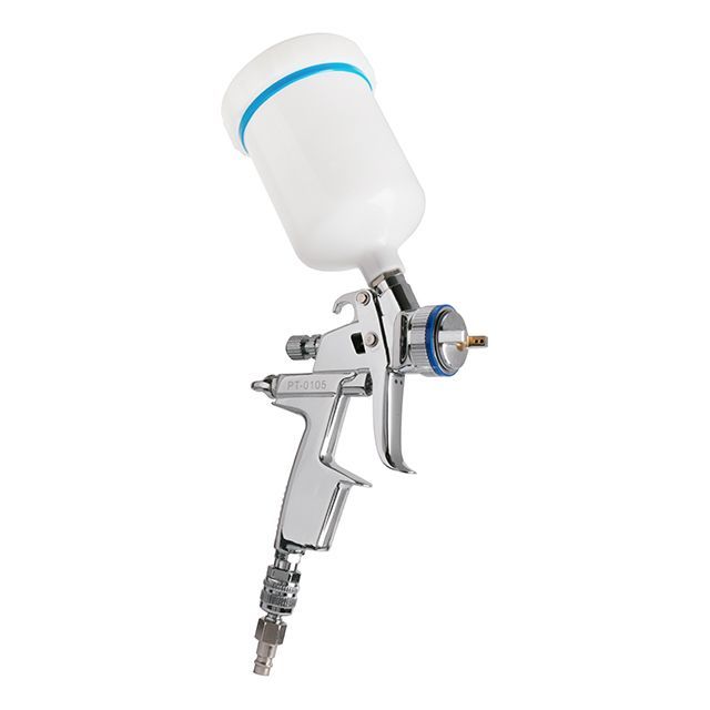 Краскопульт пневматический HVLP II профессиональный, форсунка 1,3 мм, верхний пластиковый бачок 600 мл, 2 бар INTERTOOL PT-0105