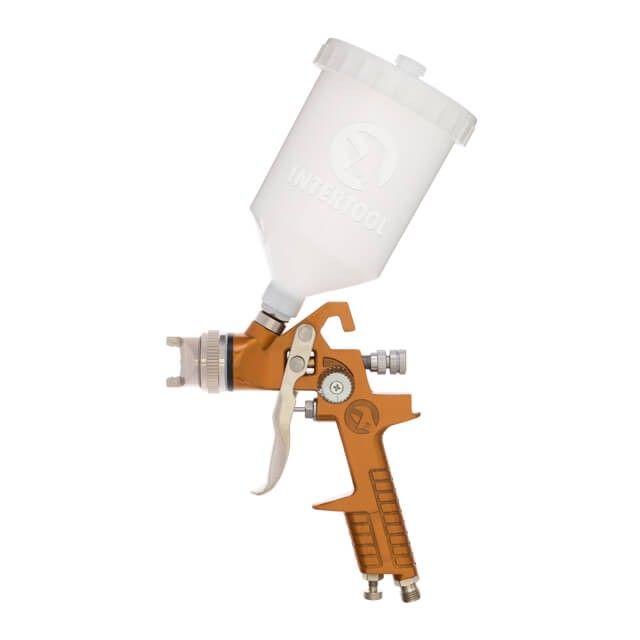 Краскопульт пневматический HVLP, форсунка 1,5 мм, верхний пластиковый бачок 600 мл, 3 бар INTERTOOL PT-0110